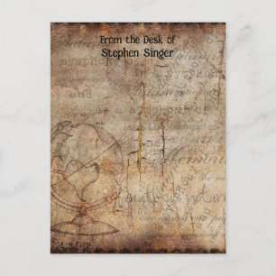 Gestresstes Steampunk-Globus-Reisejournalpapier Postkarte