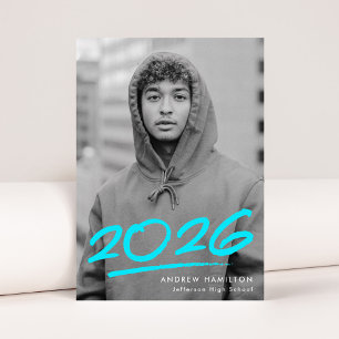 Gestrichelte Türkis Abschlussklasse 2026 Foto Abit Ankündigung