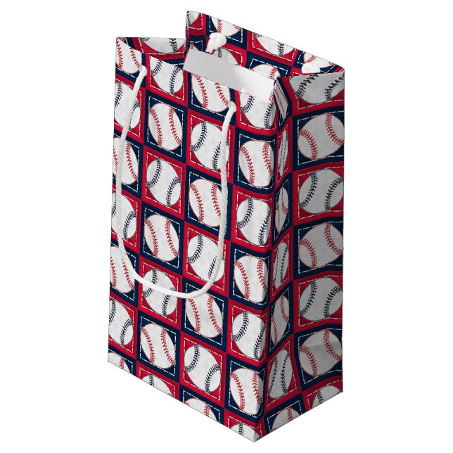 Gestrichen Baseballs 02-GIFT BAG S Kleine Geschenktüte (Rückseite Schrägansicht)