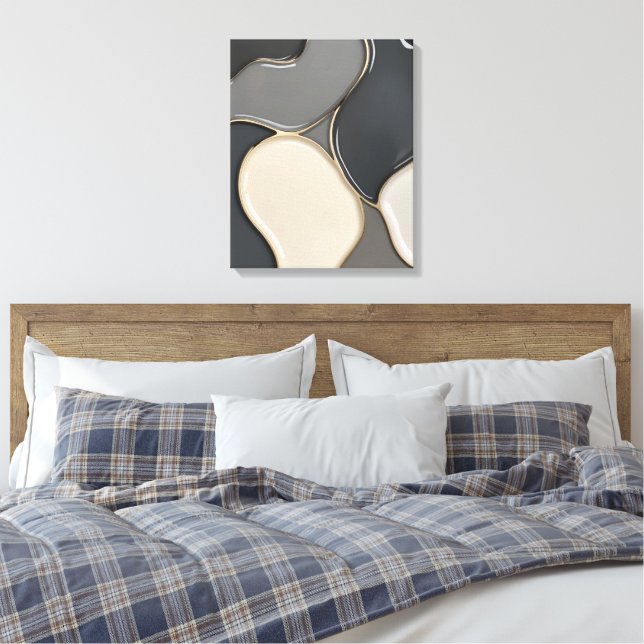 Gestricke Leinwand in stylischer Grafik (Insitu (Schlafzimmer))