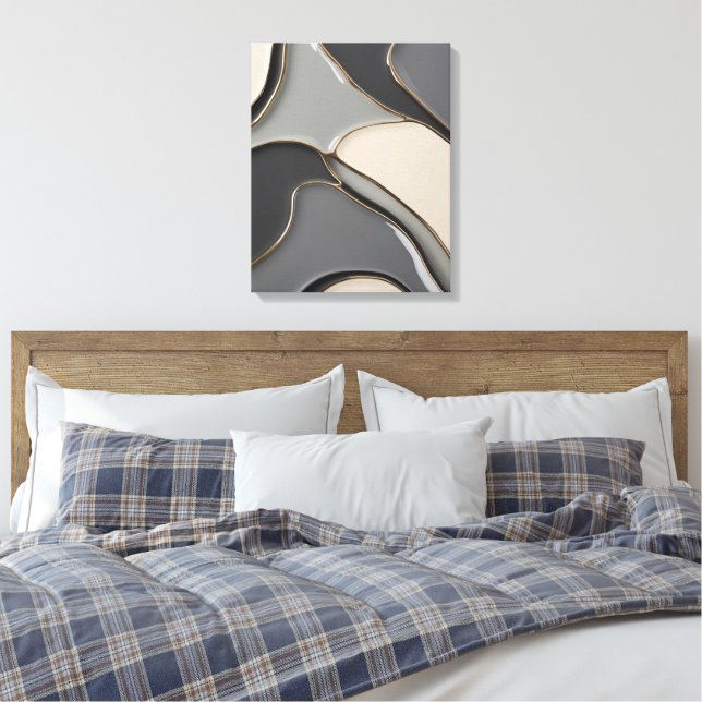 Gestricke Leinwand in stylischer Grafik (Insitu (Schlafzimmer))
