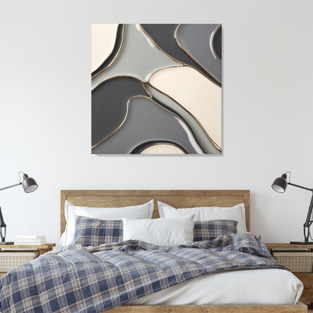 Gestricke Leinwand in stylischer Grafik (Insitu (Schlafzimmer))
