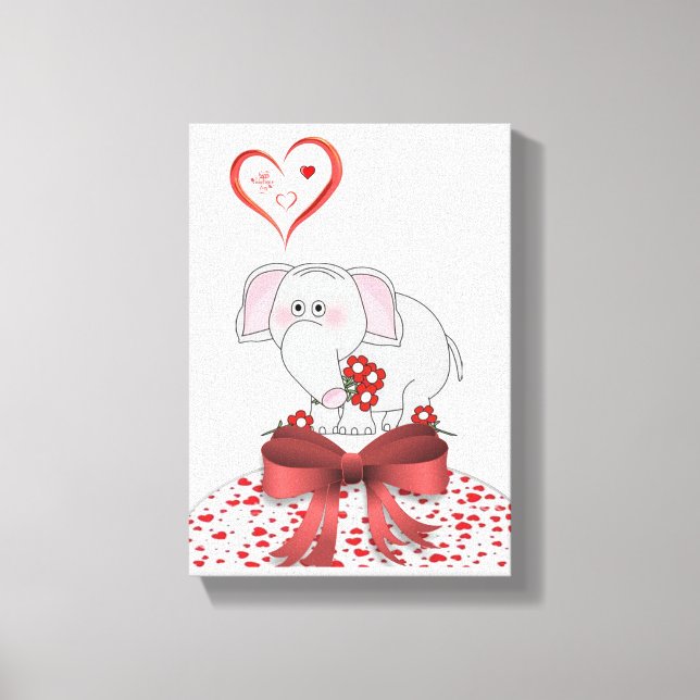 Gestrickte Canvas Print Valentine's Day Elephant Leinwanddruck (Vorderseite)
