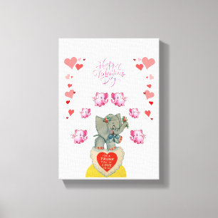 Gestrickte Canvas Print Valentine's Day Elephant Leinwanddruck