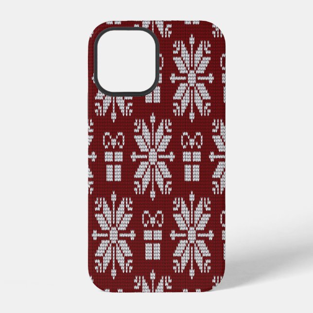 Gestrickte Geschenke: Vintage-Wintermuster. iPhone Hülle (Rückseite)