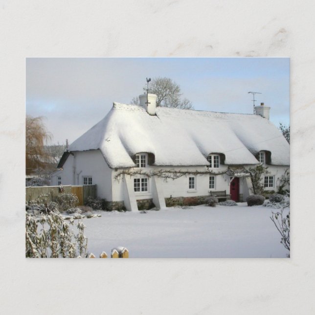 Gestrickte Hütte im Schnee Postkarte (Vorderseite)