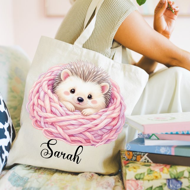 Gestrickte Igel-Tasche Jumbo Stoffbeutel (knitted hedgehog in yarn tote bag. )