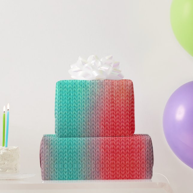 Gestrickte Maschen in Farbverlauf Geschenkpapier (Partygeschenke)