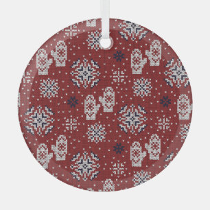 Gestrickte Winter-Weihnachts-Dekorationsmuster Ornament Aus Glas