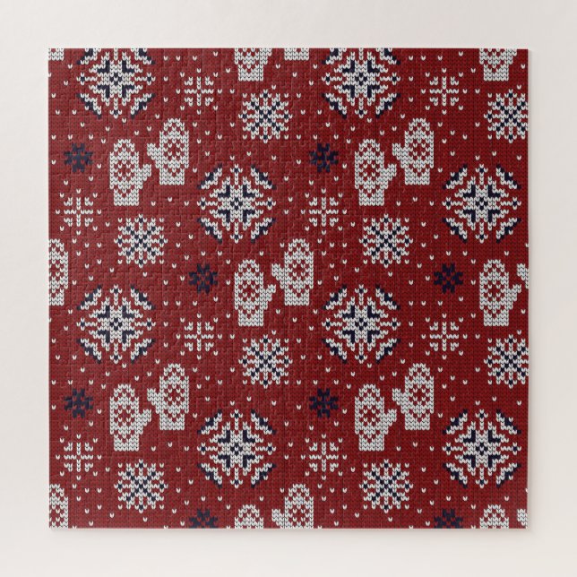Gestrickte Winter-Weihnachts-Dekorationsmuster Puzzle (Vertikal)