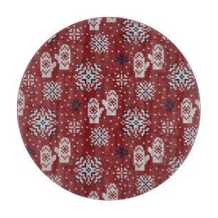 Gestrickte Winter-Weihnachts-Dekorationsmuster Schneidebrett