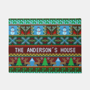 Gestrickter Familienname der Fußmatte