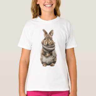 Gestrickter Schal wilder Hase Kinder T-Shirt