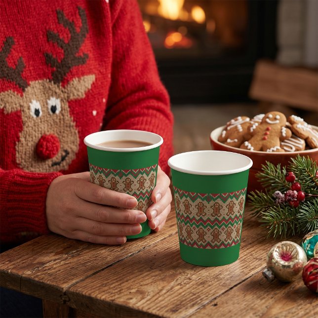 Gestrickter Weihnachtsmann-Weihnachtsmuster  Pappbecher (Von Creator hochgeladen)