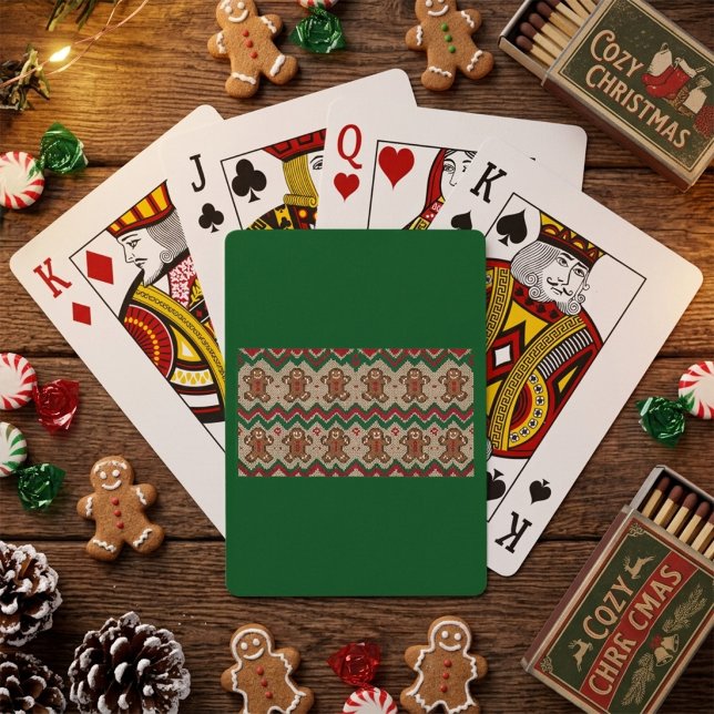 Gestrickter Weihnachtsmann-Weihnachtsmuster  Spielkarten (Von Creator hochgeladen)