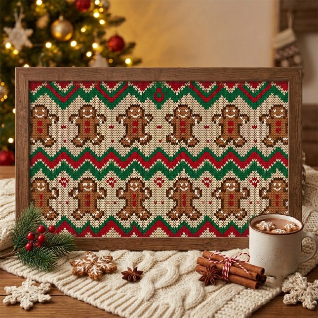 Gestricktes Lebkuchenmann-Weihnachtsmuster  Poster (Von Creator hochgeladen)