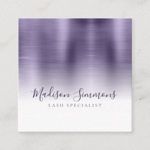 Gestricktes Metallic Violet Monogram, Elegantes Sk Quadratische Visitenkarte
