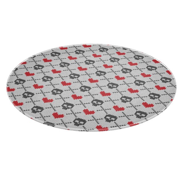 Gestricktes Muster mit den Schädeln Schneidebrett (Ecke)