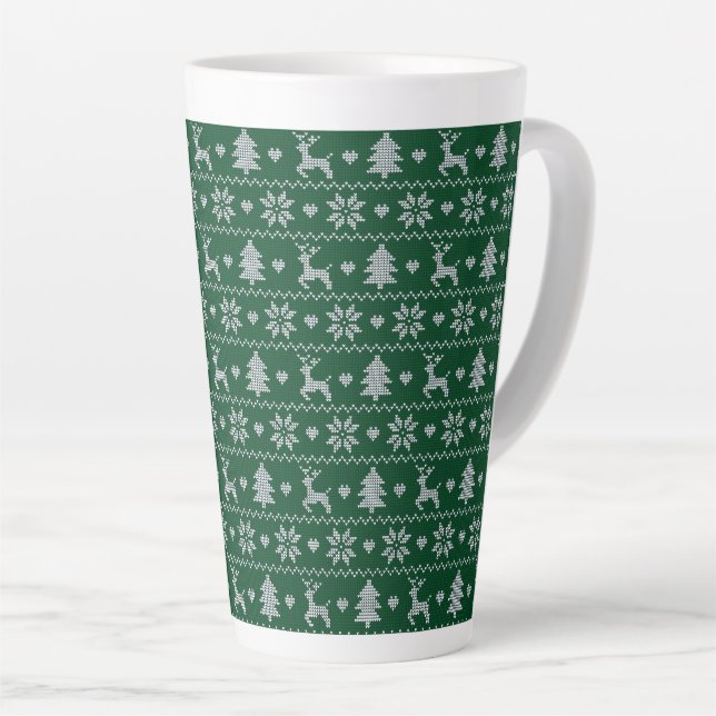 Gestricktes nahtloses Weihnachtsmuster Milchtasse (Rechte Ecke)
