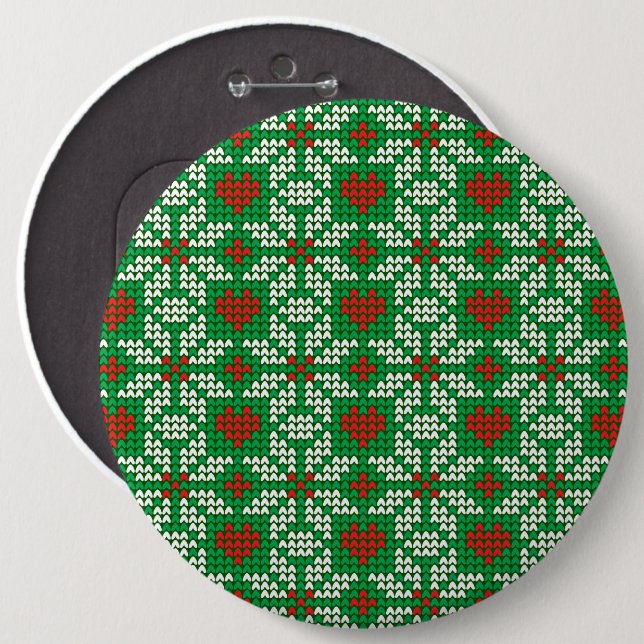 Gestricktes Weihnachtsmuster Button (Vorne & Hinten)
