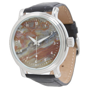 Gestriemtes versteinertes Holz Armbanduhr