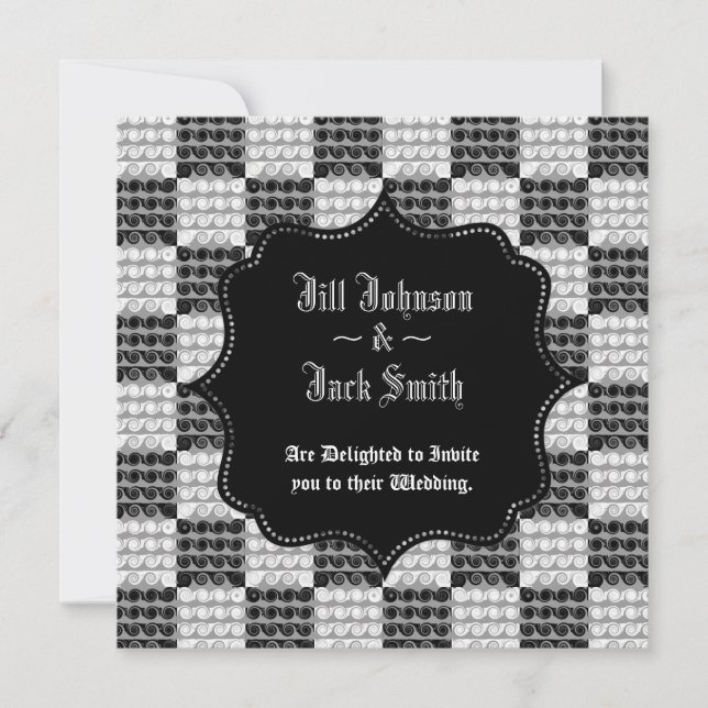 Gestrippte karierte Wirbel (Hochzeit) Einladung (Vorderseite)