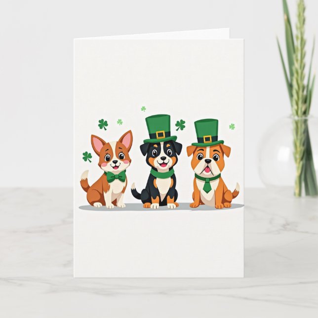 Gestromte Hunde St. Patricks Karte (Vorderseite)
