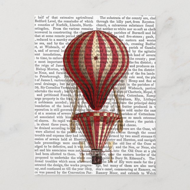 Gestufte Heißluftballon Print Red Postkarte (Vorderseite)
