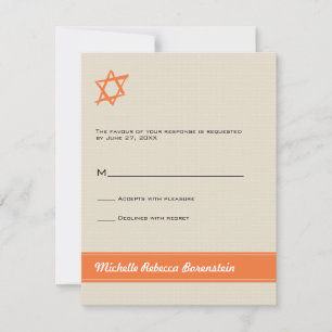 Gestürtete Star von David Bat Mitzvah Reply Einlad RSVP Karte