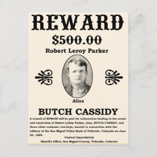 Gesucht: Butch Cassidy Postkarte