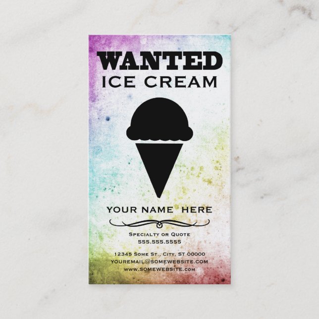 gesucht: Eiscreme Visitenkarte (Vorderseite)