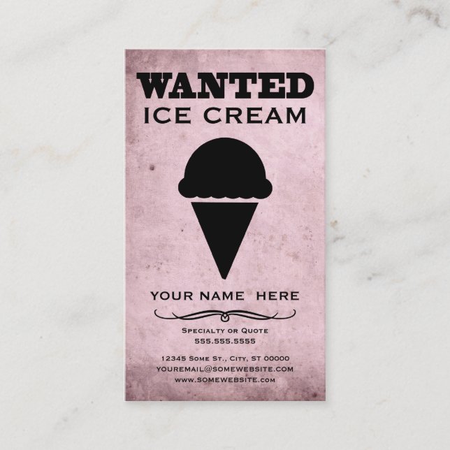 gesucht: Eiscreme Visitenkarte (Vorderseite)