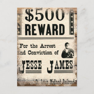 Gesucht Jesse James Postkarte
