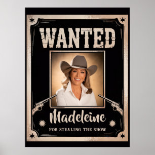 Gesucht Wild West Wilder Westen Spaß Foto Geburtst Poster
