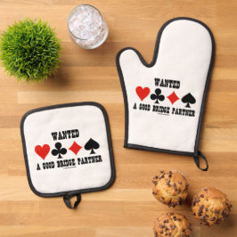 Gesucht wird ein guter Bridge-Partner mit Vier-Kar Ofenhandschuh & Topflappen-Set