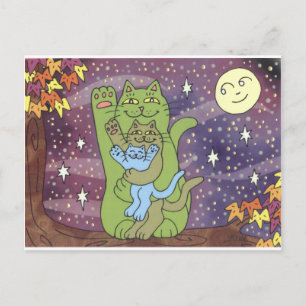 Gesund, wohlhabend und wohlhabend auf Herbstnacht Postkarte