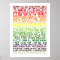 Gesunde Ernährung Regenbogen Obst und Gemüse Text