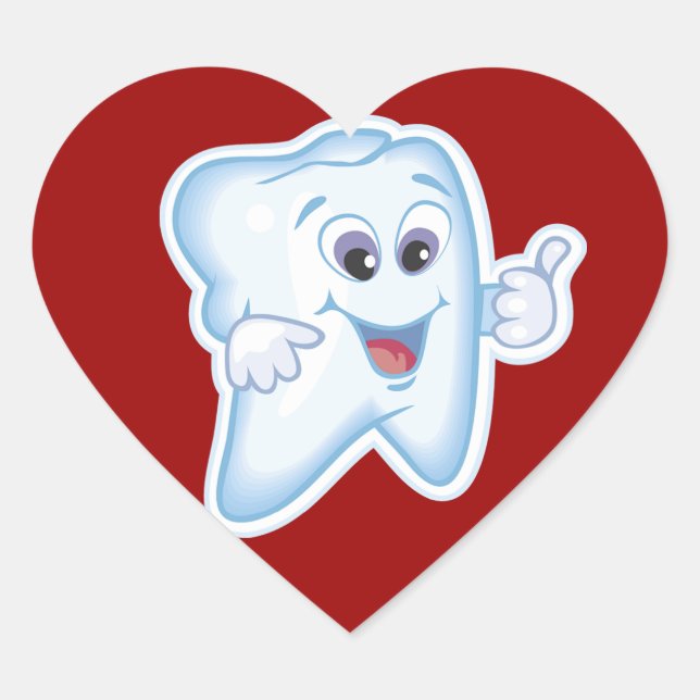 Gesunde Happy Tooth Herz-Aufkleber (Vorderseite)
