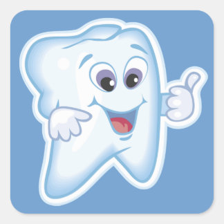 Gesunde Happy Tooth Quadratischer Aufkleber