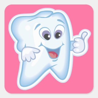 Gesunde Happy Tooth Quadratischer Aufkleber