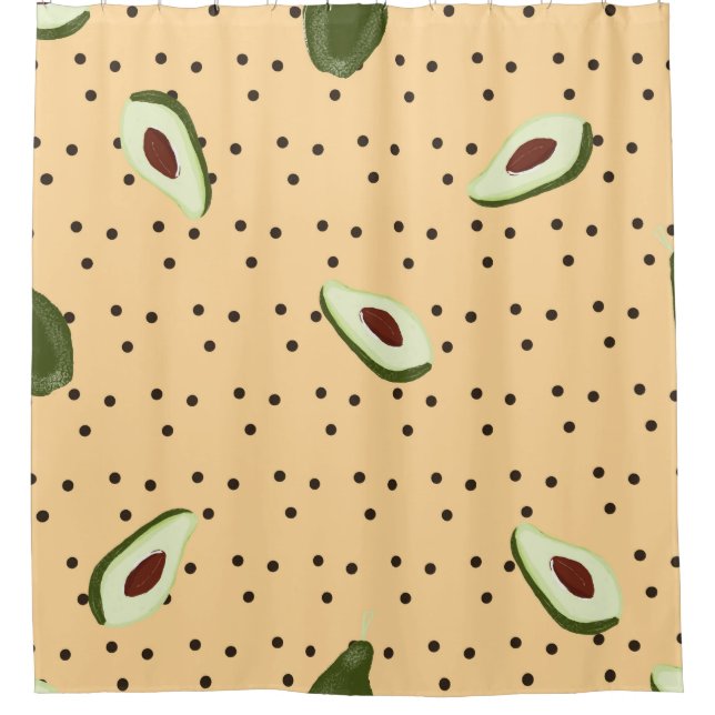Gesunde Lebensmittel. Nahtloses Avocadomuster, Avo Duschvorhang (Vorderseite)
