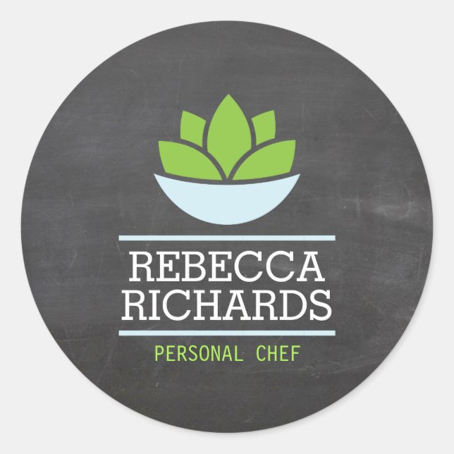 Gesunde Salate Gemüse Catering Logo-Tafel Runder Aufkleber (Vorderseite)