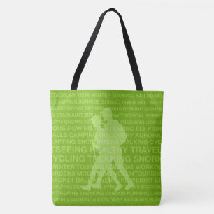 Gesunde Trekking Lime Green Words Beach Bag