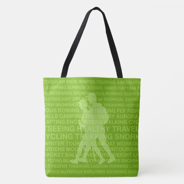 Gesunde Trekking Lime Green Words Beach Bag (Vorderseite)