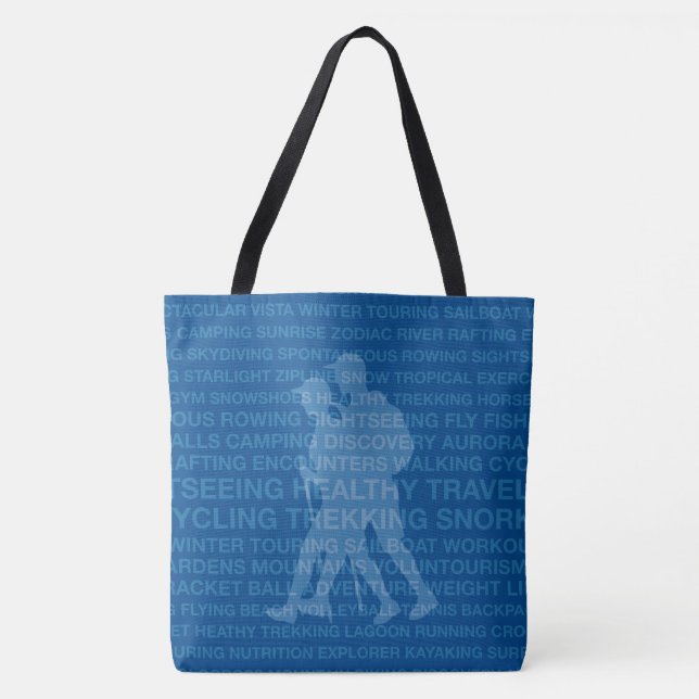 Gesunde Trekking Royal Blue Words Beach Bag (Vorderseite)