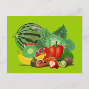 gesunde_Vector_Clipart FRUITS GEMÜSE Gärtnerei Postkarte