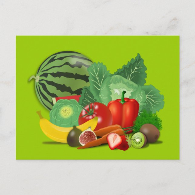 gesunde_Vector_Clipart FRUITS GEMÜSE Gärtnerei Postkarte (Vorderseite)