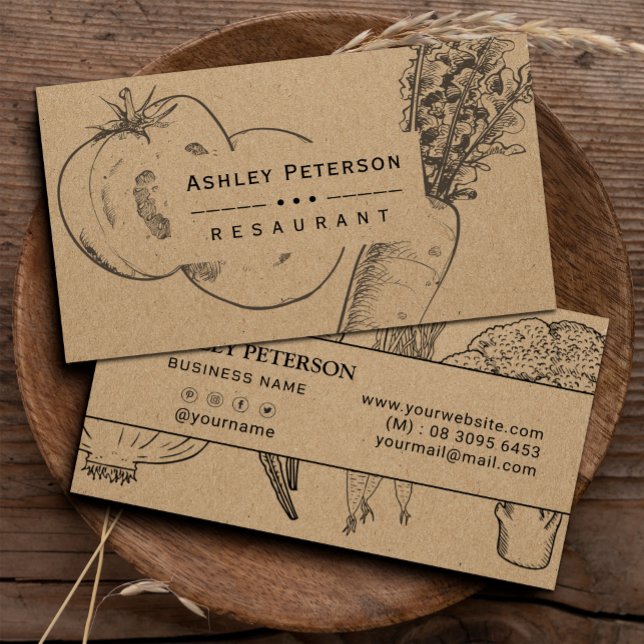 Gesunder Gemüsegarten und Kunsthandwerk Visitenkarte (our vegetable garden business card on craft paper is perfect for nature-inspired brands #healthy)