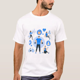 Gesunder Lebensstil Fitness-Workout Blau Flach Vek T-Shirt