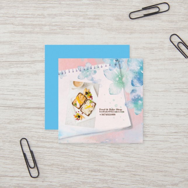 Gesundes Brot Frühstück Essen, Baker Business Card Quadratische Visitenkarte (Vorderseite/Rückseite Beispiel)